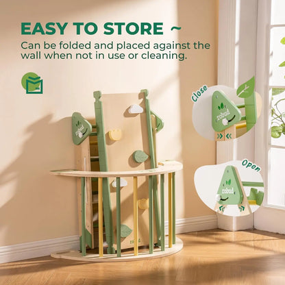 Safegrow ClimberNest™ – 7-in-1 Montessori Kletterdreieck aus Holz mit Seilnetz & Rutsche